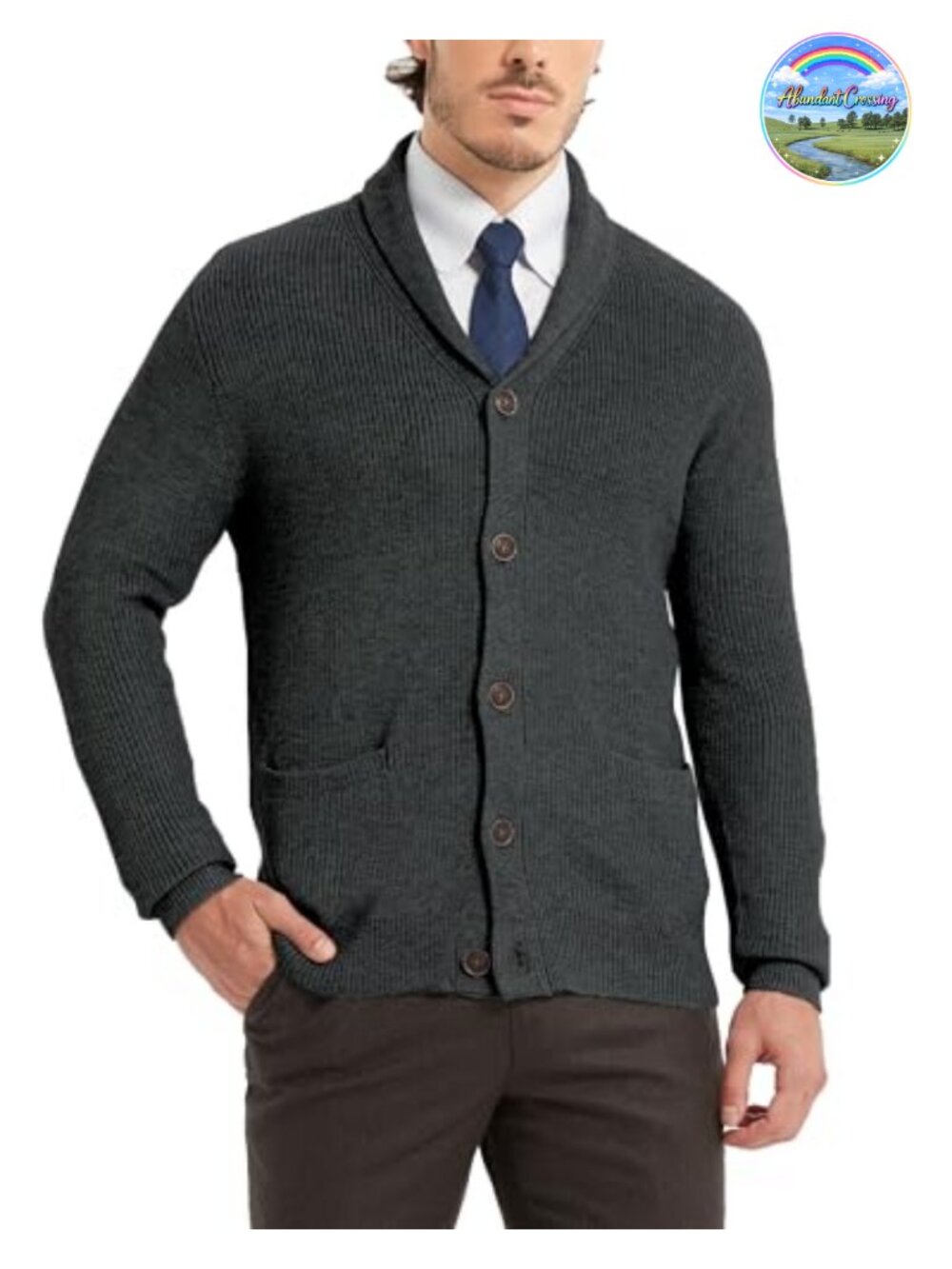 Men's Wool Blend Shawl Collar Cardigan Sweater Button Down Knit Pockets